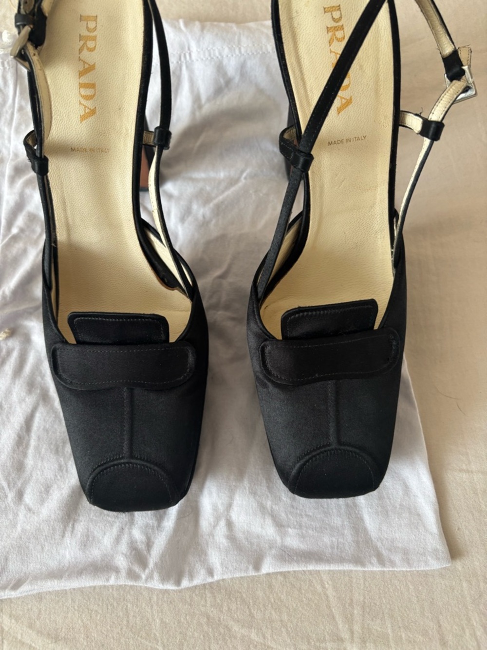 Prada Black and Ivory Slingback Heels - Picture 5 of 7